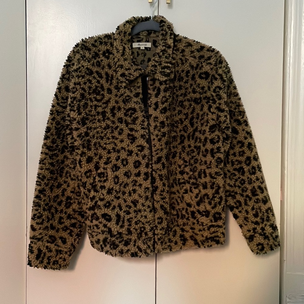 Madewell Cheetah Print Fleece Bomber Jacket